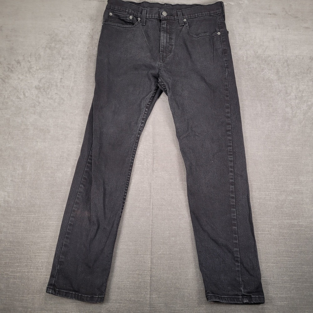 Levis 502 Tapered Dark Wash Red Tab Mens 32x28 Black Denim Jeans Stretch Pants